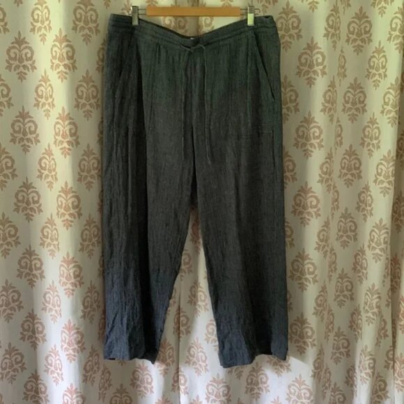 Purejill blue linen blend drawstrings pants L - Picture 2 of 11